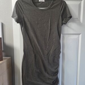 Olive Green Short Sleeve Scrunch Dress